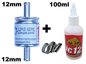 12  x 12 mm lpg filter with ic12 injector cleaner, autogas, propane,  magic jet, hana, baracuda