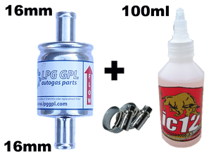 16mm autogas filter with injector cleaner ic12, vapour filter, best autogas filter, gpl filter