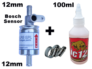 lpg filter, 12mm, bosh sensor autogas filter, ic12 injector cleaner, prins, landi, lpg service, keihin