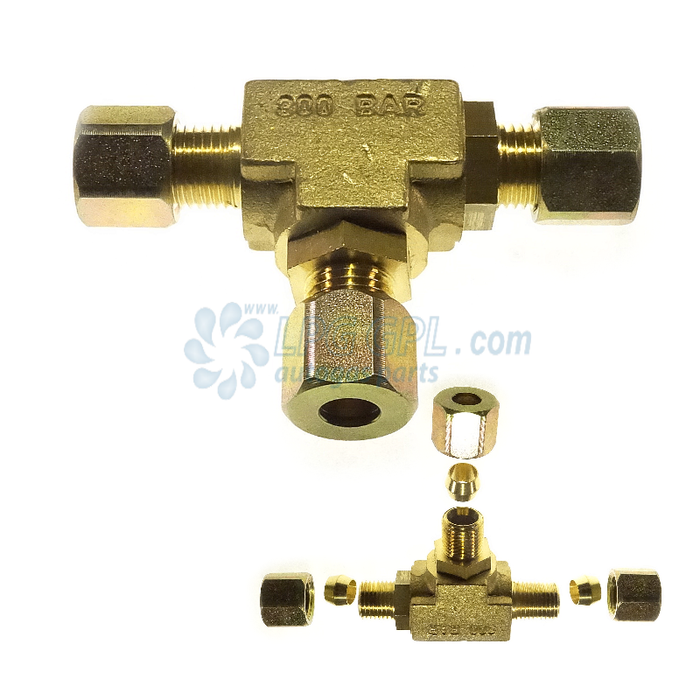 8 x 8 x 8mm Compression T With One Way Valve