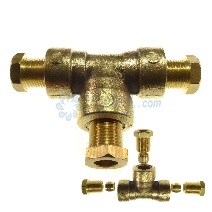 8 x 8 x 8mm Compression T Compact Size Brass High Pressure Gas